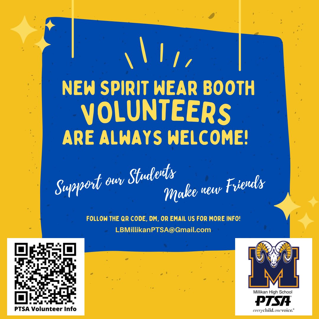 TODAY! At lunch (12-12:30pm) Spirit Wear Sale! Winter wear available. #lbmillikanptsa <a href="/ramhiasb/">ASB</a> lbmillikan.schoolloop.com/volunteers