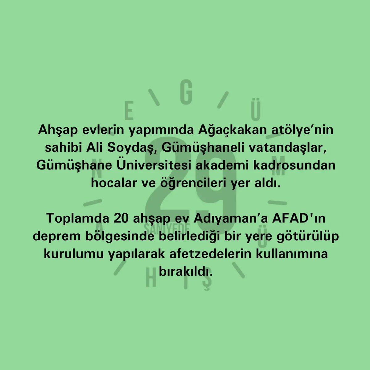 29SnGumushane's tweet photo. Gümüşhaneli hayırseverler deprem bölgesine ahşap ev yaparak gönderdi. Detaylar için yana kaydırabilirsiniz.
@gumusuniv @gumushanebelediye .
.
.
#29SaniyedeGümüşhane #GümüşhaneyiKeşfet #GümüşhaneÜniversitesi #Gümüşhane #BurasıGümüşhane #Karadeniz #Haberler #News #BlackSea #Keşfet https://t.co/JtJ9c3kTcB