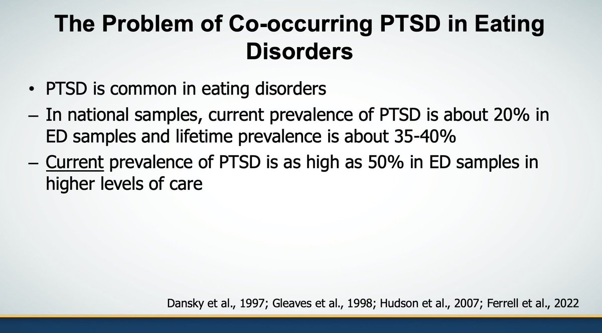 Mental_Elf's tweet image. So now let’s think about PTSD in people with eating disorders. What’s the problem exactly? How can we treat PTSD in people with eating disorders? And importantly, will treating the trauma have a detrimental effect on the eating disorder? #LEDC2023