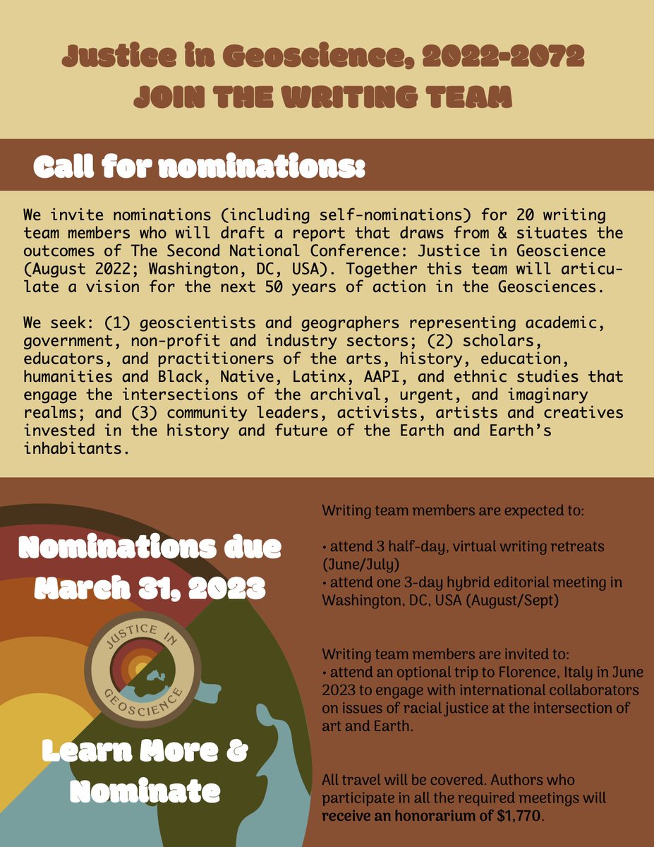 nominations are open for 2 more weeks to join the justice in geoscience 2022–2072 writing team! 🌱🌋🌊 please share widely ☄️

faq: docs.google.com/document/d/16D…

noms: docs.google.com/forms/d/e/1FAI…

more info: raquelbryant.com/justice-in-geo…

<a href="/foramsraqu/">Singer/scientist</a> @rachelxbernard <a href="/gayciologist/">in 1972,</a>