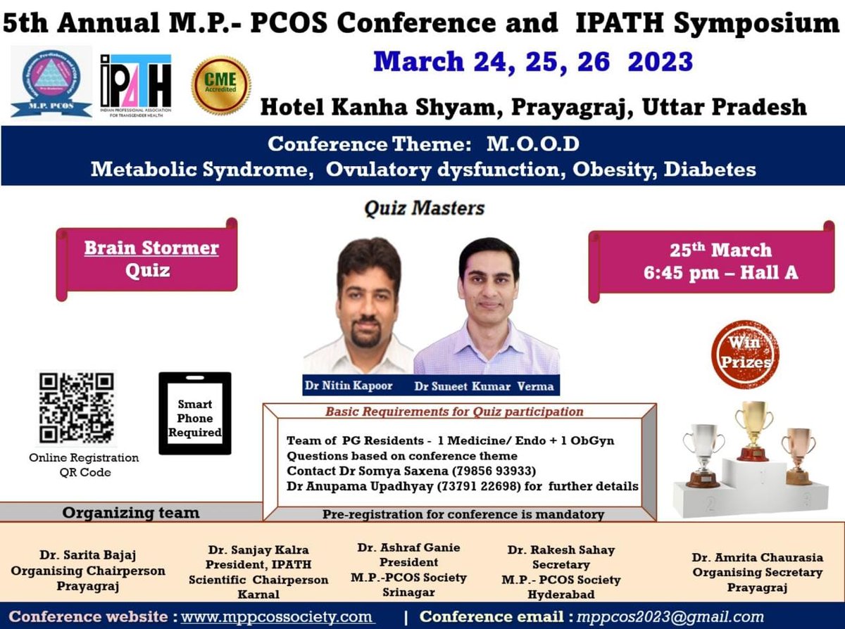 mp_pcos's tweet photo. Quiz registrations ✅✍️

See you all on Saturday March 25

#Prayagraj #MedEd #Endotwitter #glucocrinology #happiness #efficiency #health #enrichment #enthusiasm #communication #consistent #energy 

@ChitraEndocrine @hamid2k3 @KapoorNitinDr @IMAIndiaOrg @SanjayKalraDr1 @HiyaBoro2 https://t.co/Me9rGreITD