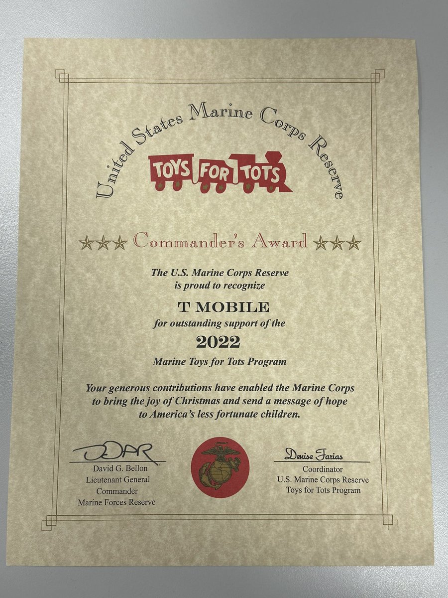 Thank you to <a href="/ToysForTots_USA/">Toys for Tots</a> for this awesome recognition! We had an amazing time connecting with the community and driving donations! Looking forward to doing it again this year!