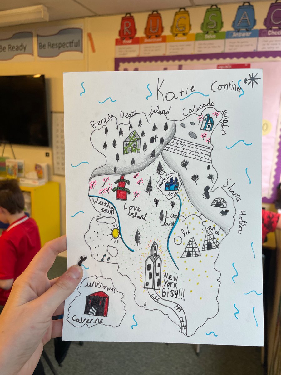 Some of Year 4’s incredible fantasy maps inspired by @DanBell__ as part of our Brightstorm topic @vashti_hardy 🗺️📌 #Brightstorm #fantasymap