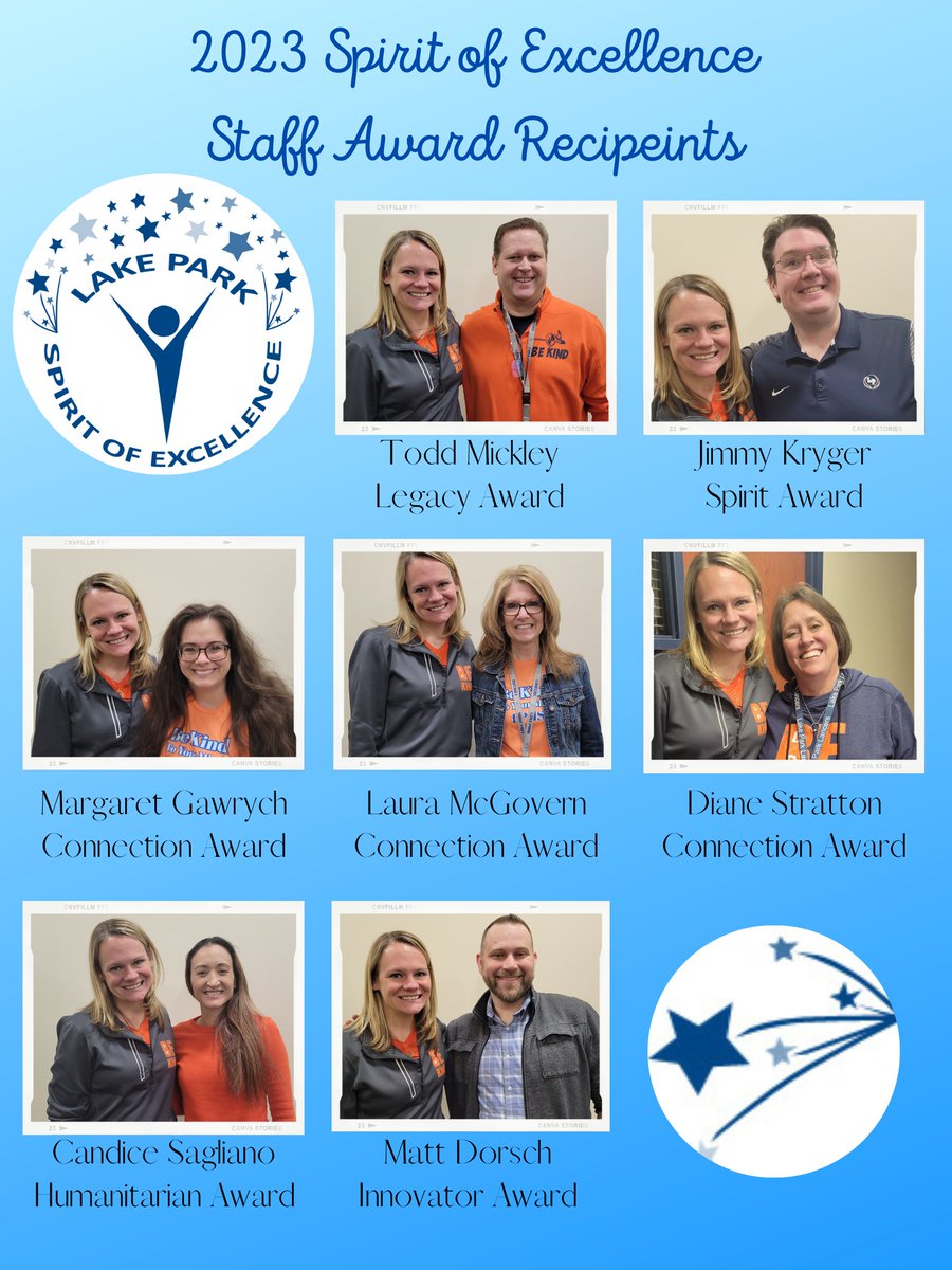 Also, join us in congratulating the 7 staff members receiving the Spirit of Excellence Award!  These staff members go above &amp; beyond to make <a href="/LPLancers/">Lake Park HS</a> a great place for all within <a href="/lplancersnation/">Lancer Nation</a>! Thank you for your dedication and service! lphs.org/Page/153 #WeAreLakePark