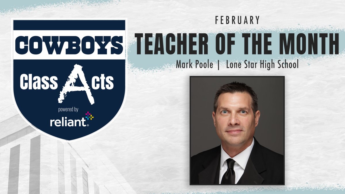 Congrats to Mark Poole from @friscoisd for being recognized as the February Teacher of the Month.

Mr. Poole is our final teacher honored this year as part of our Class Acts Program powered by @reliantenergy for his great work as the @LSHSRangers band director!

#CowboysClassActs