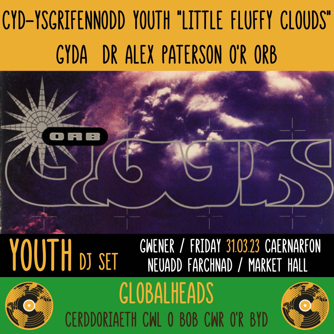 Youth Dj Set: Gwener / Friday 31.03.23, Neuadd Farchnad / Market Hall, CAERNARFON Sicrhewch eich tocynnau nawr tinyurl.com/YOUTHGlobalhea… @DJfflyffilyfbbl @9Bach