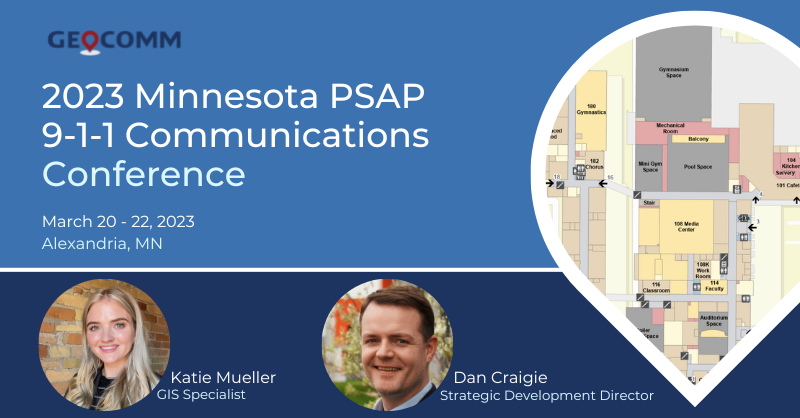 _GeoComm's tweet photo. Join Dan Craigie &amp; Katie Mueller at the MN PSAP 9-1-1 Communications Conference to learn about enhancing your emergency response situational awareness by utilizing #indoormaps which create actionable #locationinformation for 9-1-1 callers. 
#IndoorLocation #LocationIntelligence https://t.co/UGonZyXQLe