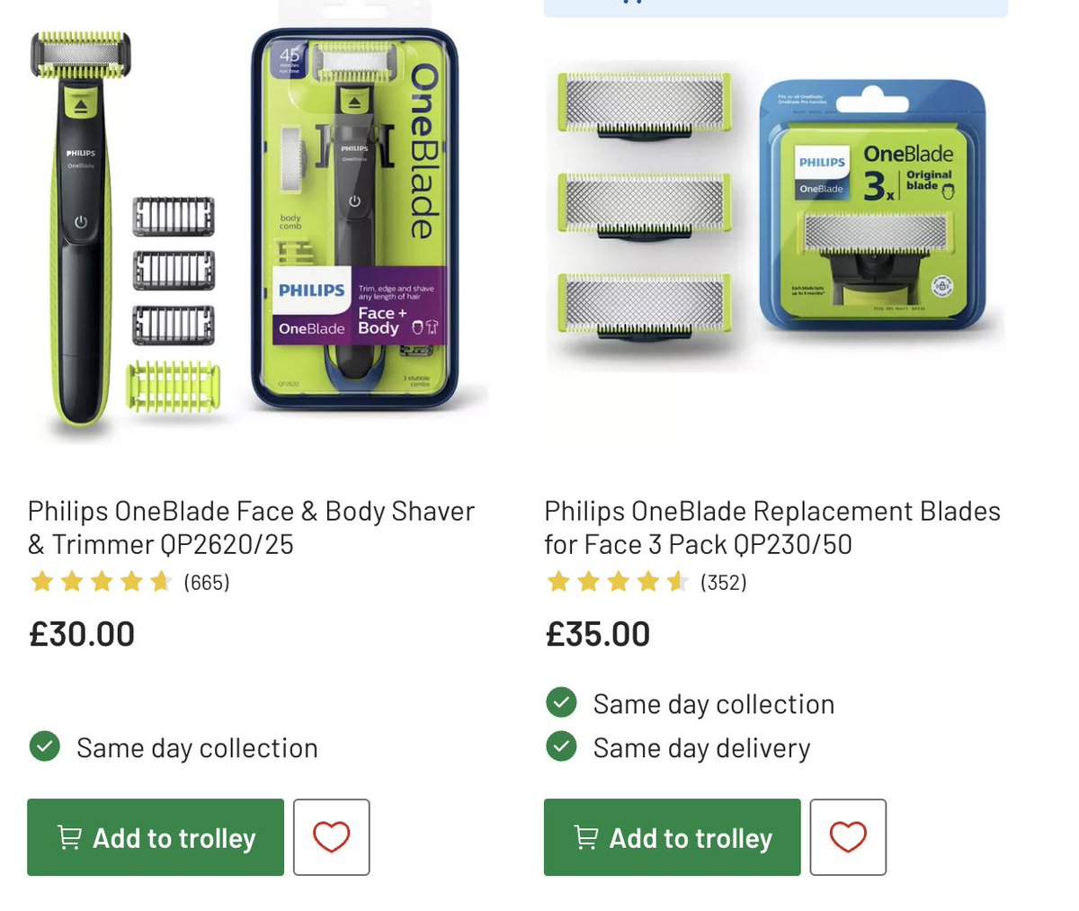 quarimoto's tweet photo. @Philips Am I mad, or is the less eco-friendly option of a whole new system better value for money than buying replacement blades? Pictured = benefits of the £30 option and what you get for £35. https://t.co/9LsTYd4oiR