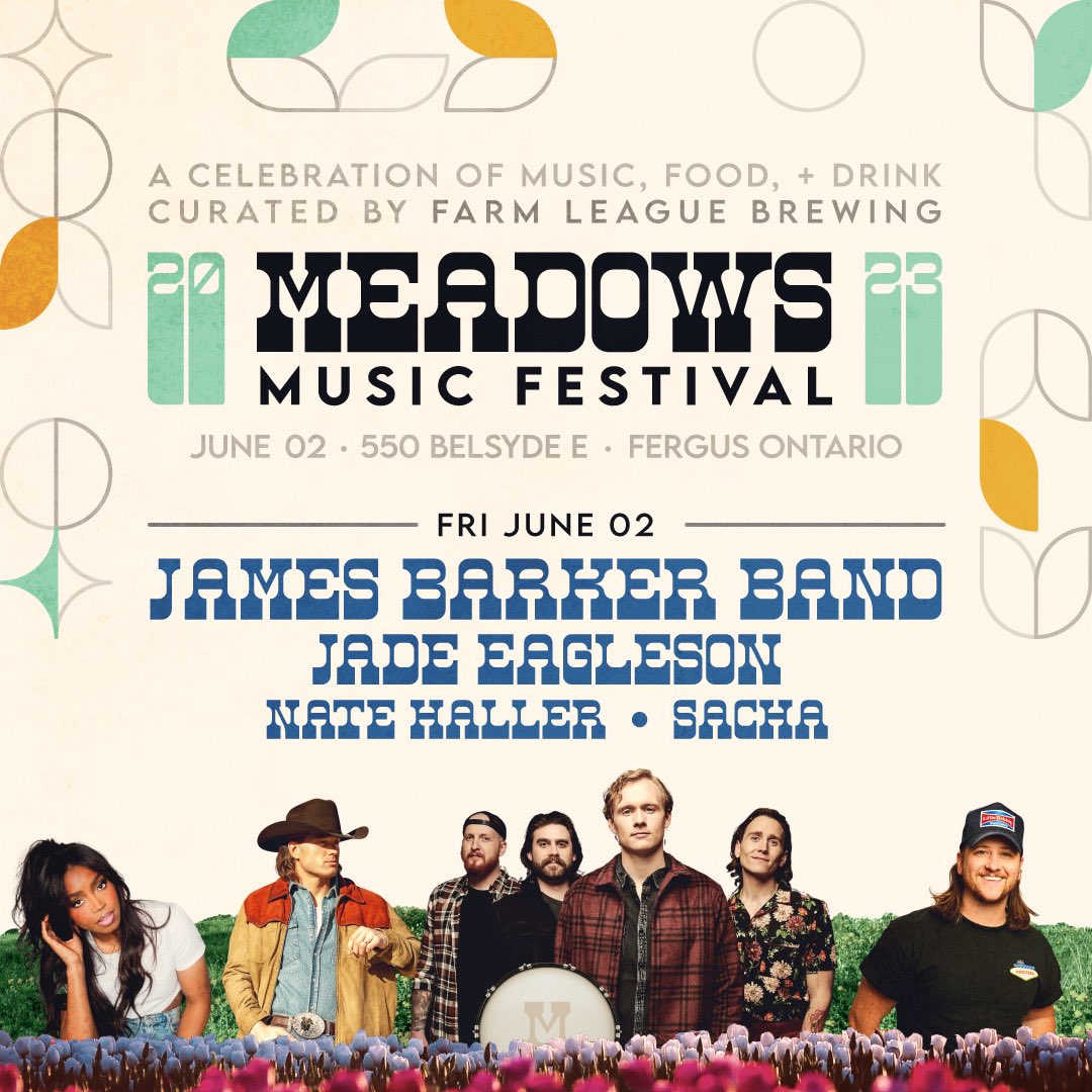 jamesbarkerband's tweet photo. Can’t wait to get to Fergus, Ontario this Summer for Meadows Music Festival!!! 🤠🍻 great day for country music.. get your tix now https://t.co/KgbCFO12Dq https://t.co/LVdHUN2UKf