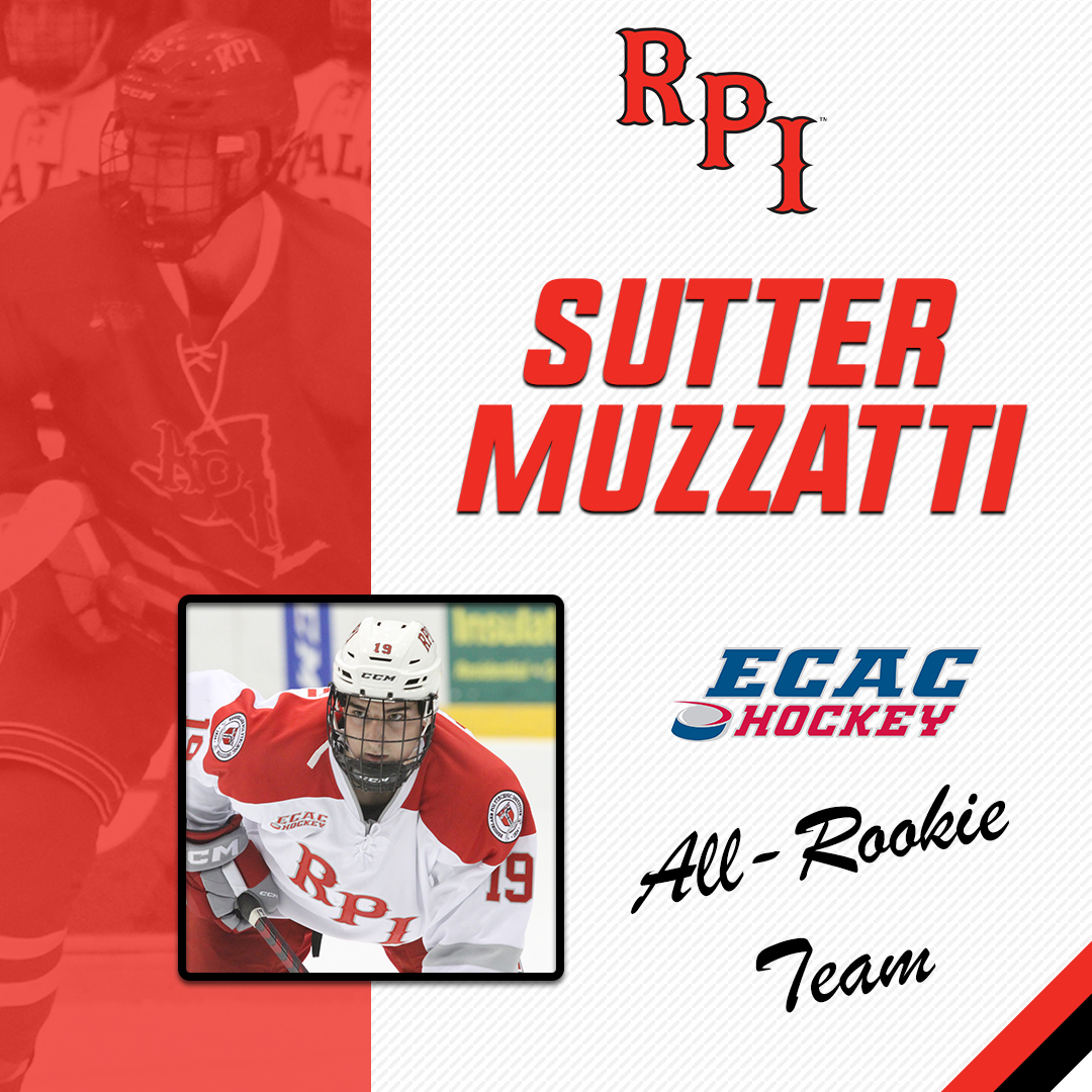 🏆 ALL-ROOKIE 🏆

Congrats to freshman Sutter Muzzatti as he was named to the <a href="/ecachockey/">ECAC Hockey</a> All-Rookie Team last night!

📰 bit.ly/3lmDqW5

#RPIHockey | #ECACHockey | #HailToThee