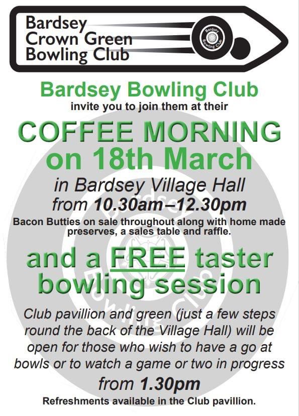 Free bowls taster &amp; coffee at Bardsey bowling club