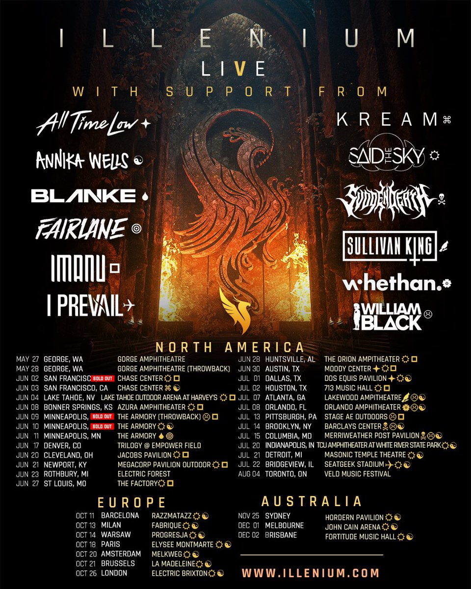 ILLENIUM's tweet image. STOKED to announce support for my ILLENIUM LIVE tour!! Can’t wait for these shows to start ❤️❤️

TIX &amp;amp; INFO → illenium.com