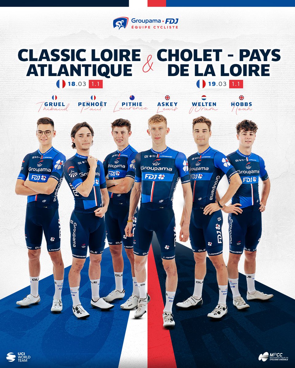 GroupamaFDJ's tweet photo. Notre équipe pour les deux manches de Coupe de France FDJ du week-end ⚔️ https://t.co/HqmFMqjr8X