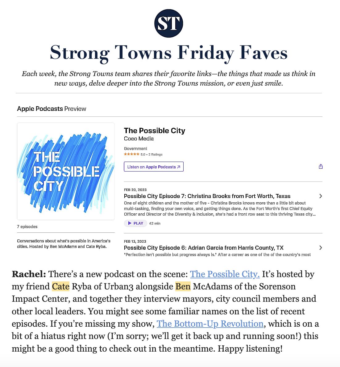 cateryba (@cateryba) on Twitter photo Thanks for The Possible City shoutout <a href="/StrongTowns/">Strong Towns</a>! Subscribe to hear the latest from innovative local government leaders on the podcast I co-host with <a href="/BenMcAdams/">Ben McAdams</a> & @KerryCoeo. #localgovernment podcasts.apple.com/us/podcast/the… Thanks for The Possible City shoutout <a href="/StrongTowns/">Strong Towns</a>! Subscribe to hear the latest from innovative local government leaders on the podcast I co-host with <a href="/BenMcAdams/">Ben McAdams</a> & @KerryCoeo. #localgovernment podcasts.apple.com/us/podcast/the…