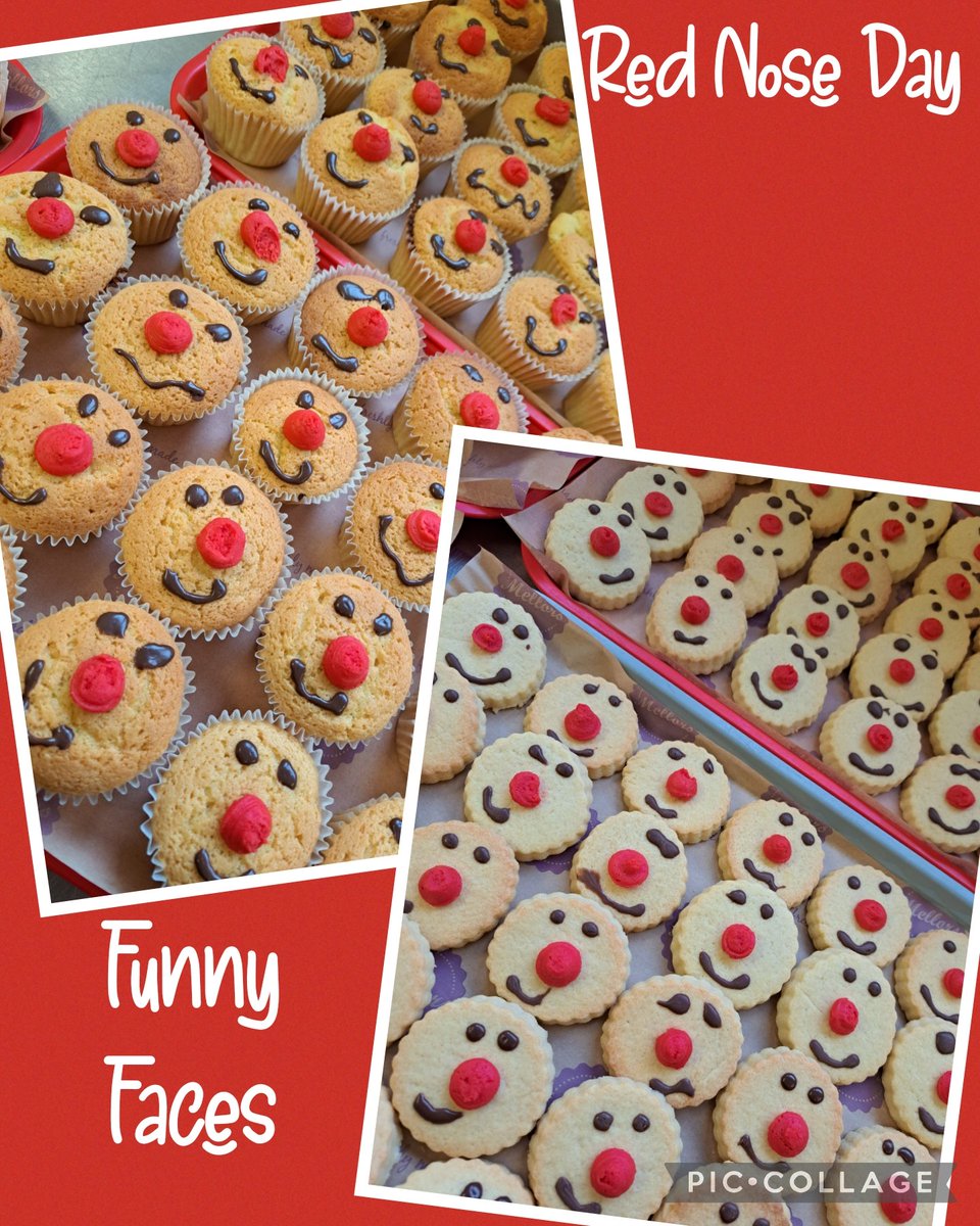 Lots of Funny Faces at lunchtime today!! #RedNoseDay @mellorscatering @Juliehorrocks3