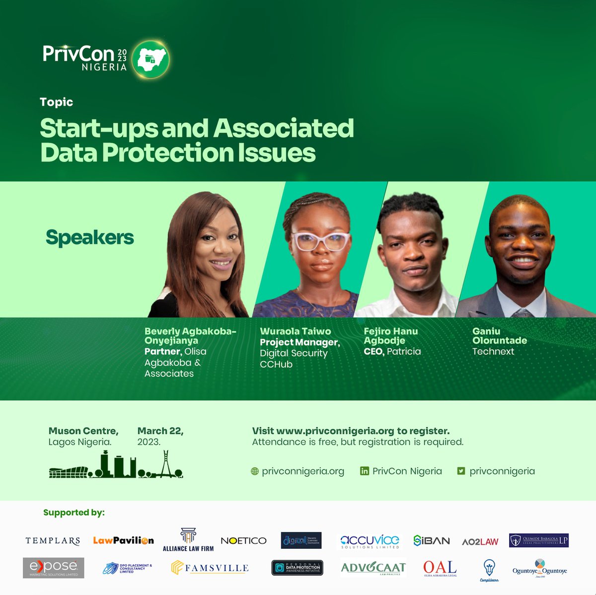 PrivConNigeria's tweet photo. Are you a Founder, Investor, or Start-up professional? You need to attend this session.

Date: March 22, 2023.
Time: 9am. 
Register Now: https://t.co/5PkcHVaj26

#dataprivacy #PrivCon2023 #privacycompliance #privacylaws #privacyconference #dataprotection #AI #chatgpt https://t.co/zqt0vSQrSi
