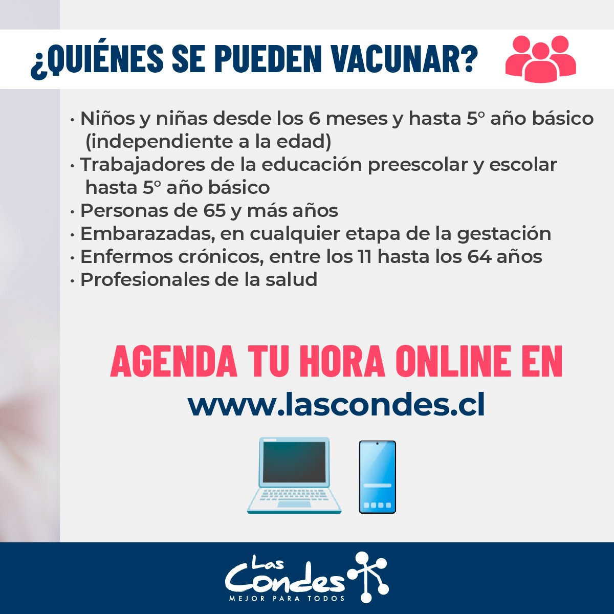 ¡Atención Vecinos! Mañana sábado 18 de marzo estaremos atendiendo de 8:30 a 13:30 en nuestro vacunatorio de Apoquindo 6060. Influenza y también COVID19.