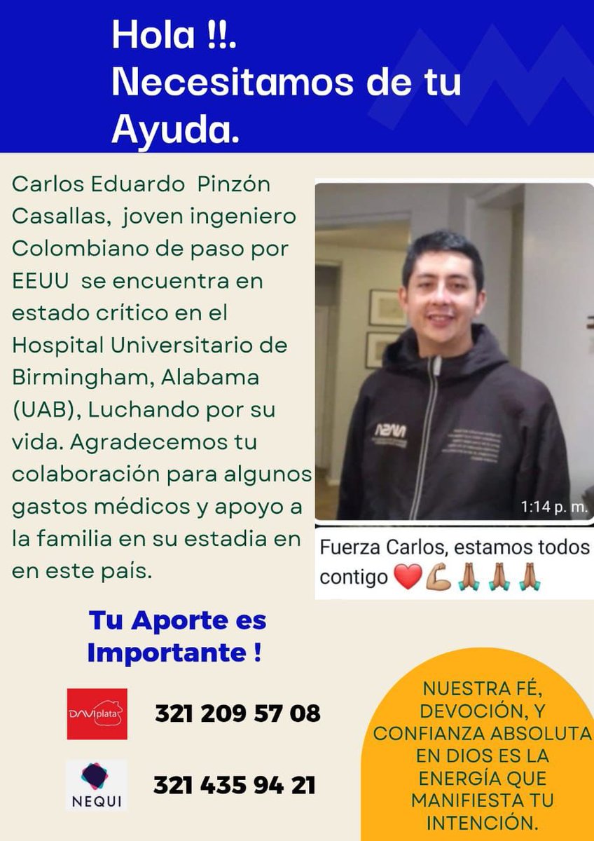 lauramh's tweet photo. Es el hermano de una gran amiga. Toda ayuda es bienvenida 🙏🏾🙏🏾✨ 

@ClauPinzn https://t.co/AHI2vzblZT