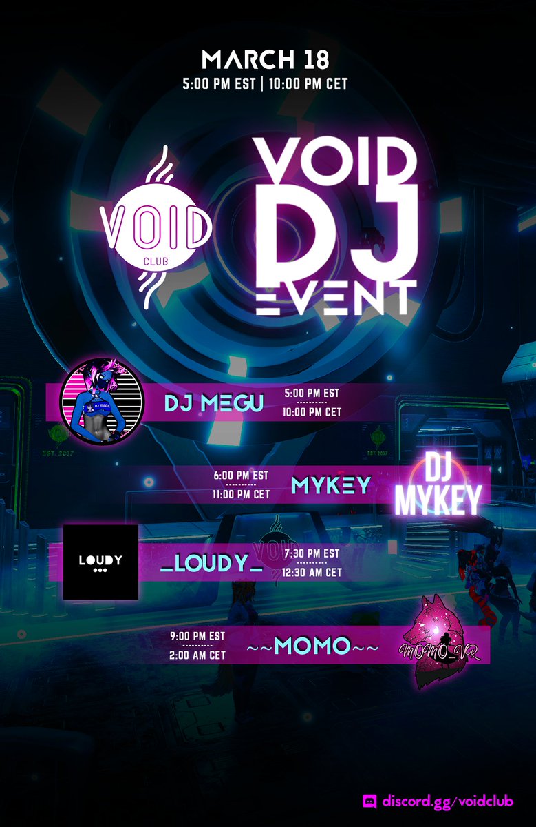 VoidClub_VR's tweet image. Check out our DJ events this Saturday!

discord.gg/voidclub
vrchat.com/home/group/grp…

#VRC #vrchat #VDJ #DJ