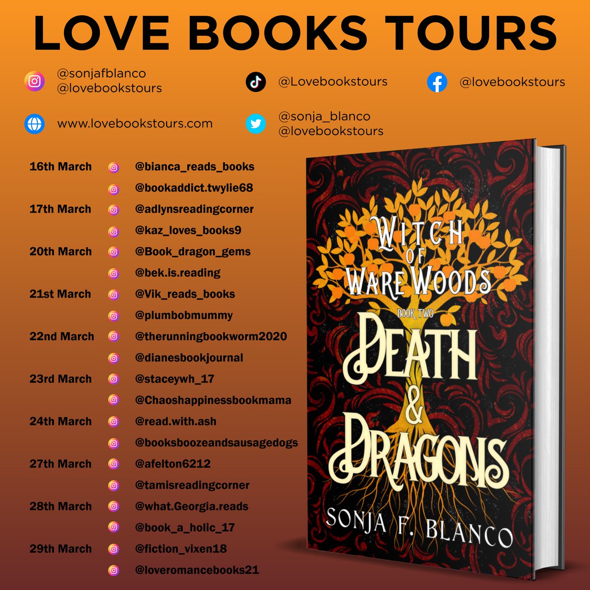 Today, it's my turn on the blog tour for Death and Dragons (Witch of Ware Woods, Book 2) by <a href="/sonja_blanco/">Sonja F Blanco</a> , a nice easy fantasy read

Thanks to <a href="/Lovebookstours/">Love Books Tours</a> for my place on the tour.

My review can be read here : instagram.com/p/Cp5QoC1KYkV/…
