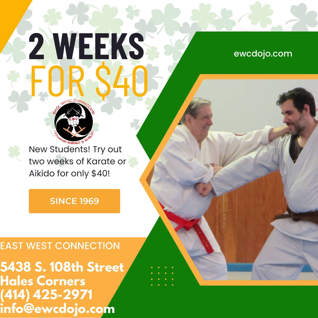 ewcdojo's tweet photo. Looking for a healthy way to celebrate St. Patrick's Day? Stop in and see us to begin your martial arts journey!

https://t.co/l2goXdUbWP

#karate #halescorners #franklinwi #kobudo #yamashitakarate #aikido https://t.co/TrsAPXq1r4