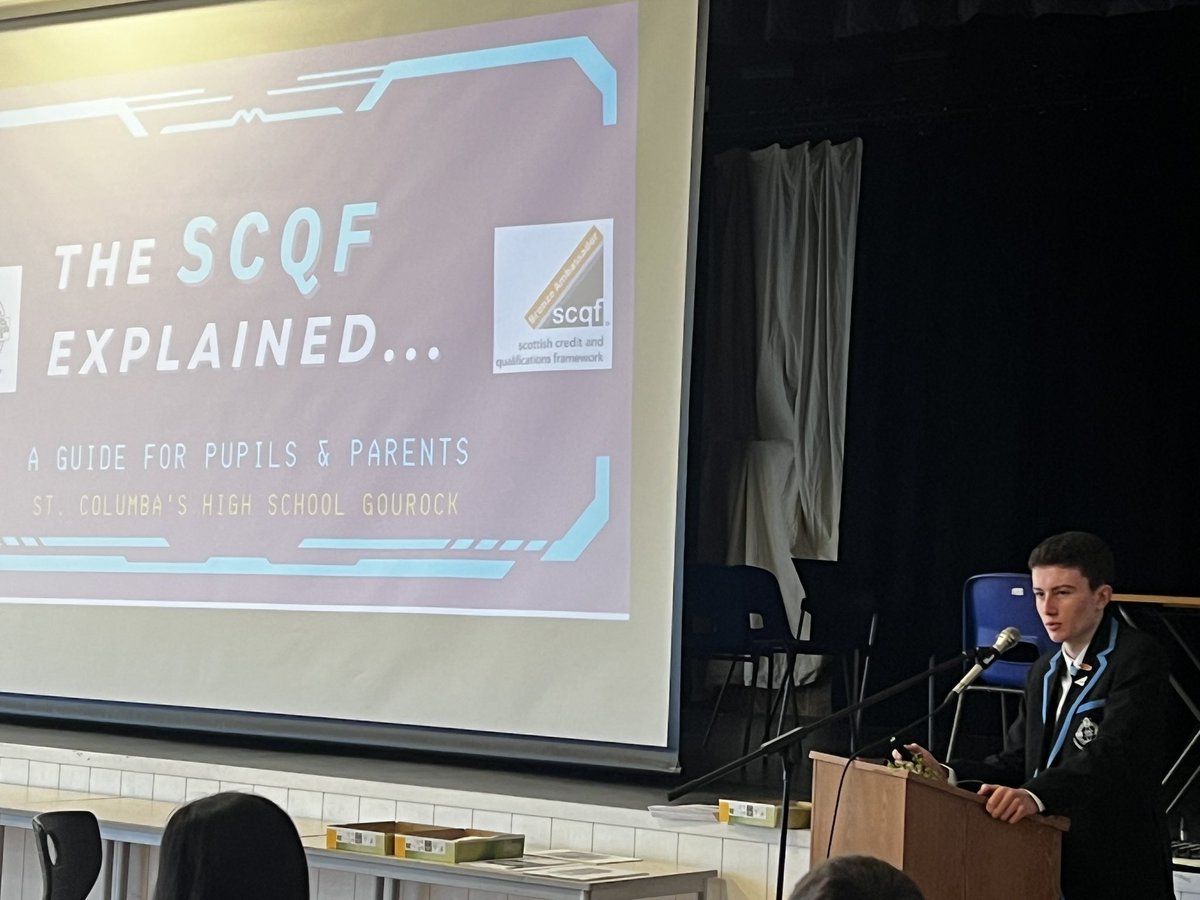 _stcolumba's tweet photo. Well that’s us at the end of #SCQFWeek23 .
This morning it was SCQF Ambassadors, Matthew & Abigail who presented to S5 at assembly.
Well done to all Ambassadors who raised awareness of the framework this week & gathered pupil views about alternative pathways 👏
@SCQFPartnership https://t.co/dEVlreKyZy