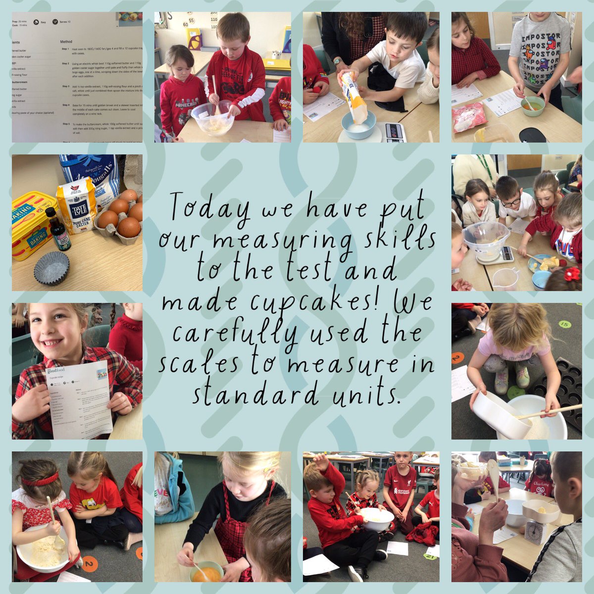 WGPS_2028's tweet photo. Today we have put our measuring skills to the test and made cupcakes! 🧁 We carefully used the scales to measure in standard units #WGPSmaths #reallifeexperience https://t.co/JHnI1f1Ckx