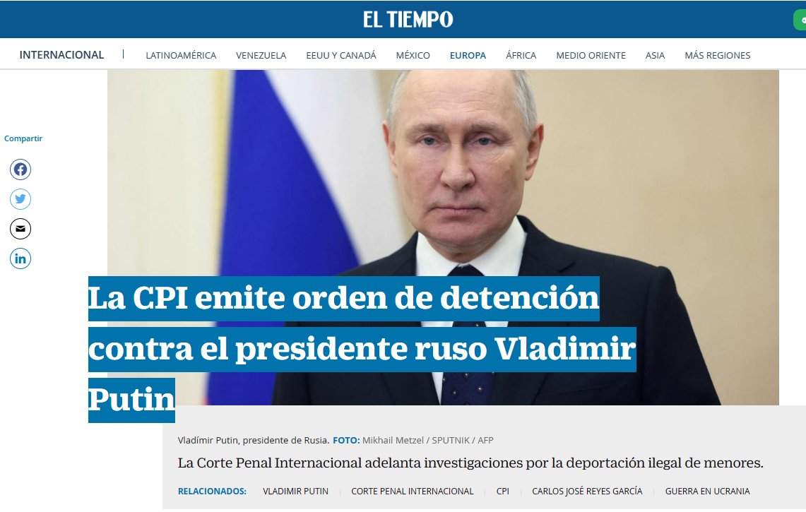 ghitis's tweet photo. Putin deporta ilegalmente menores y la CPI pide su captura.
Las FARC raptaron, reclutaron, violaron, asesinaron menores y en Colombia los hicieron congresistas. https://t.co/mfIMiucQaN
