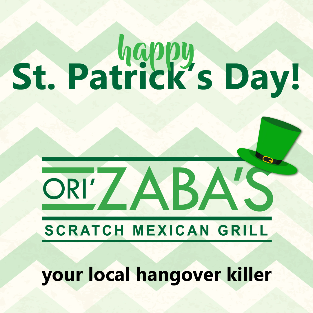 🍀 Happy St Patrick's Day! Did you know green beer goes great with tacos? And nachos. And burritos. 
P.S. Ori’Zaba’s is a proven hangover killer 😉

Order Delivery: bit.ly/3up1JER 

#stpatricksday #foodie #hangovercure #madefresh #McZabas