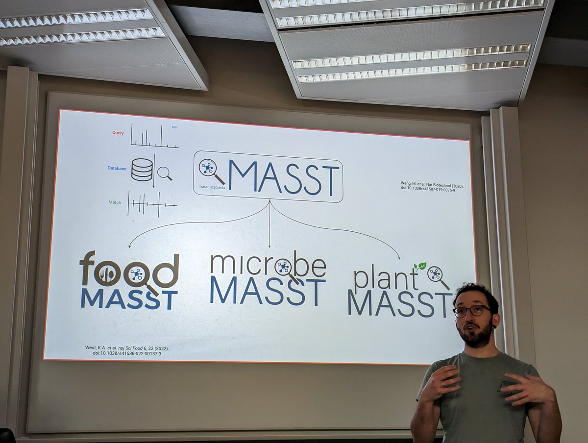 vdHooft_CompMet's tweet photo. Many thanks to Corinna Brungs and @rschmid1789 of the @tomas_pluskal group in Prague for showing the latest #computational #metabolomics updates to @WU_BioInfo @WUR audience! @mzmine_project @GNPS_UCSD #MASST #spectral #libraries #multistage #fragmentation #massspectrometry https://t.co/LaHpRGalvi