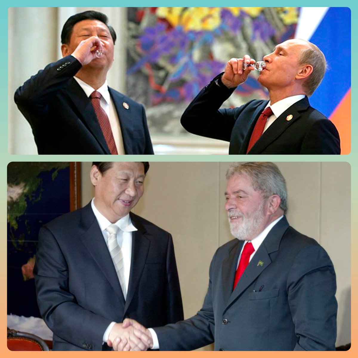 AnibalGarzon's tweet photo. El presidente chino Xi Jinping visitará Rusia del lunes 20 al miércoles 23 en visita oficial.
El presidente brasileño Lula visitará China del domingo 26 al viernes 31 en visita oficial.
Mueven cartas los países BRICS por un nuevo mundo multipolar que tanto molesta a EEUU https://t.co/u0ekiFbPLS