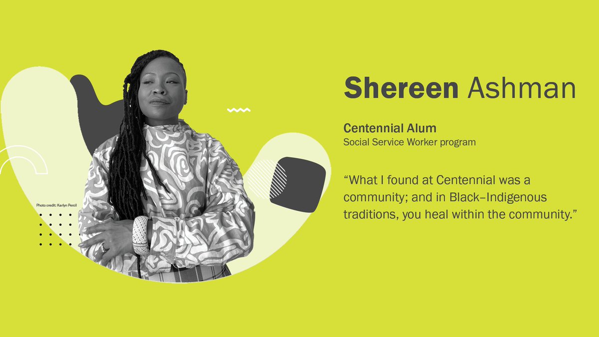 CentennialEDU's tweet photo. As a survivor of gun violence, Shereen was on a mission to mitigate the violence plaguing her neighbourhood. Her search #StartedatCentennial in our Social Service Worker program & she has since been the recipient of the 2022 Premier’s Award. Read more: ➡️ https://t.co/DjmX7FkZaK https://t.co/0TPqxx4N27