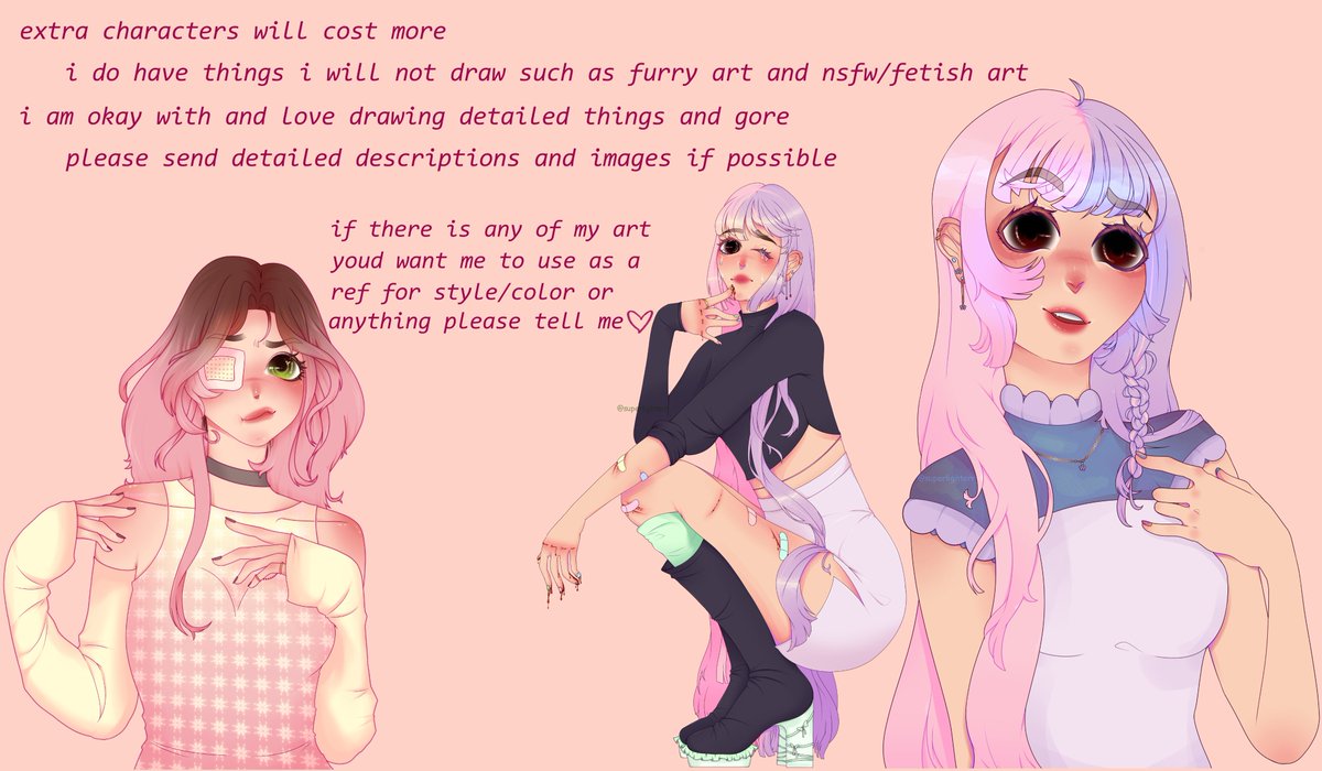 🎀RTs appreciated(✿◡‿◡) ☁opening c✿mms to help my sister with vet bills message me for any questions + interest💞 more examples of my art🧷