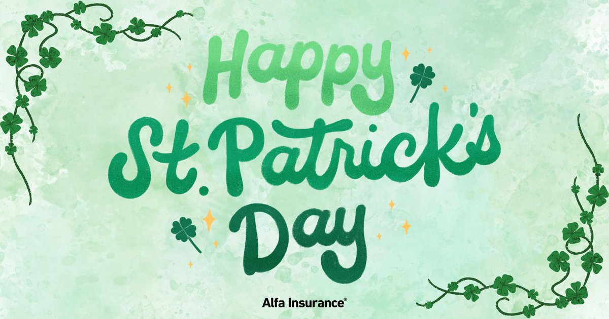 BAlfainsurance's tweet photo. Happy St. Patrick's Day! Wishing you a day full of luck and cheer. 🍀 #StPatricksDay #StPattys #LuckOfTheIrish #Shamrock https://t.co/5YVh174zoQ