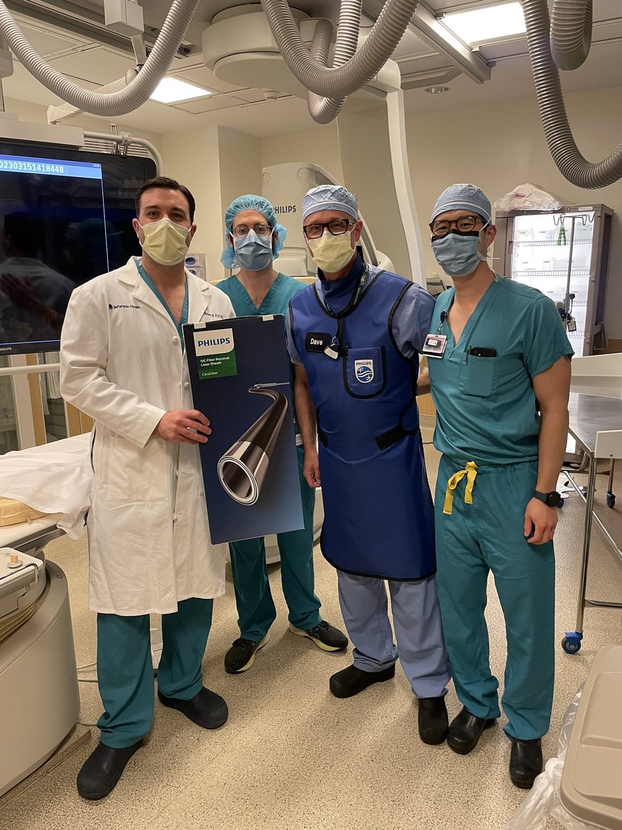 SquashWatson's tweet photo. First use of @Philips CavaClear in Philly area for #filterout - made quick work of a 13 year old G2 with struts penetrating into the iliopsoas and vertebral column! @JeffCVIR @TJUHospital @JeffersonRads @HageIRad @dvanbrunt1 https://t.co/ykmquq6kZ2