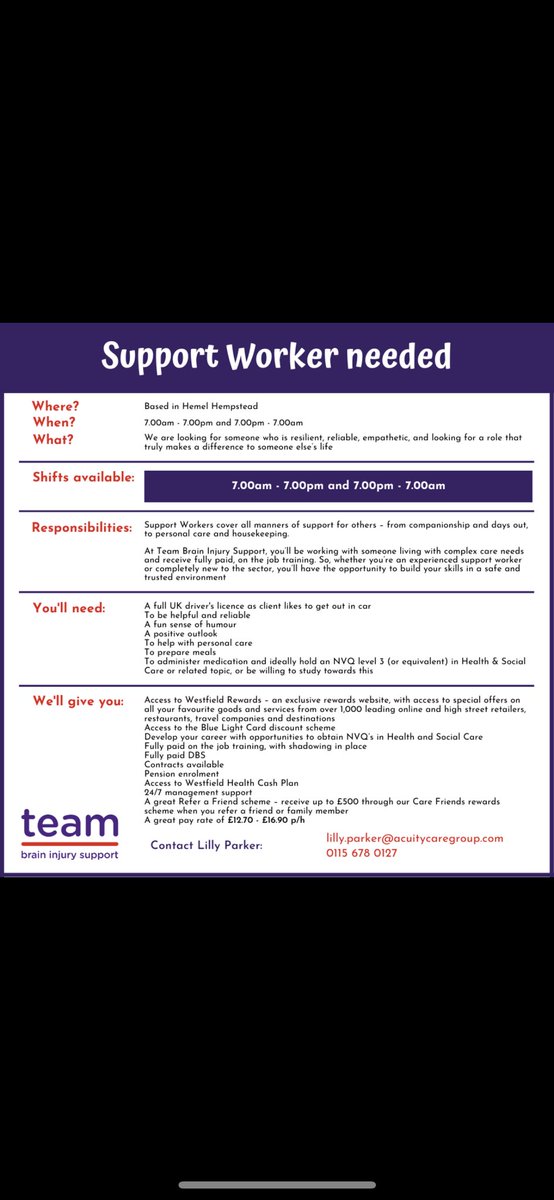 AlisonGrimshaw7's tweet photo. Come and join an amazing team. @teambraininjury @hemelfc @HemelTownYthFC https://t.co/O9EaKakOXJ