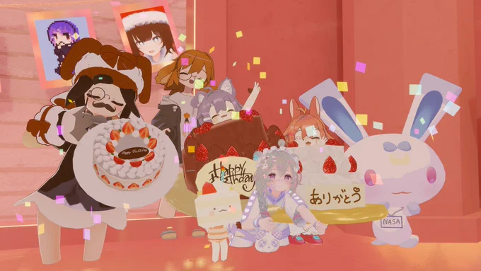 #おうつちのVRC日記クロノさん!おそろケーキ!むむさん!さくらこさん! 