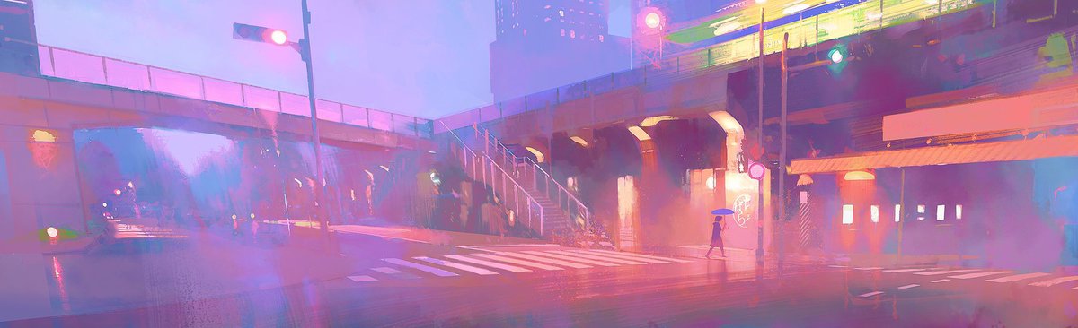Chuwenjie's tweet image. raining in watercolor