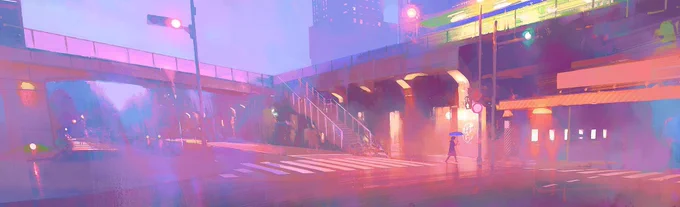 raining in watercolor 