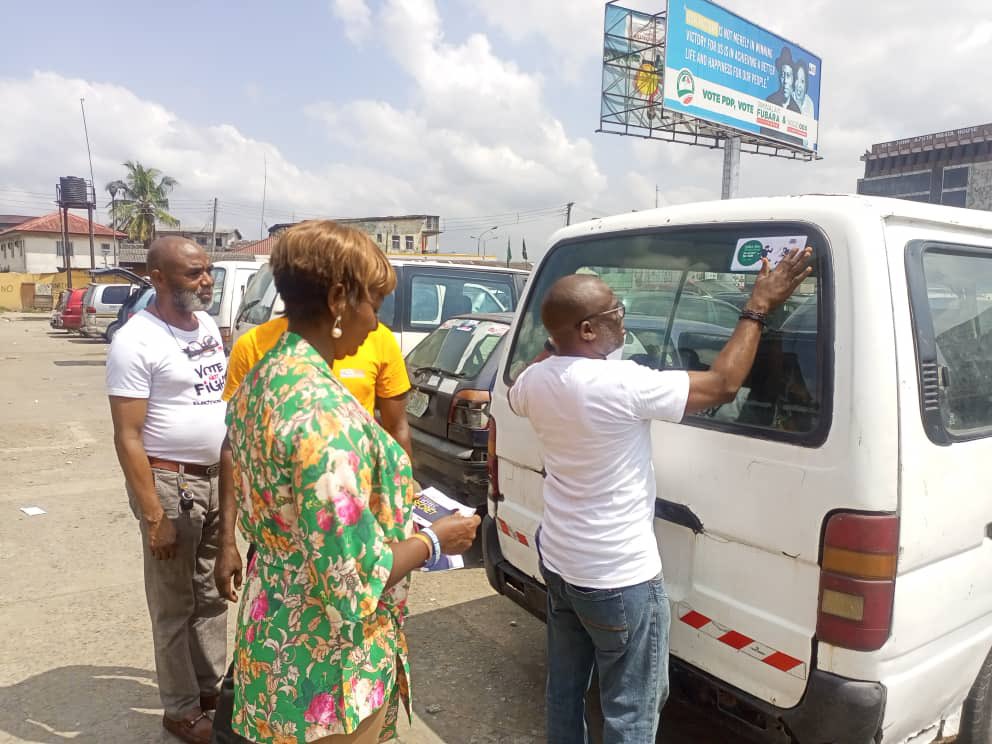 faceinitiative's tweet photo. Rivers State Vote Not Fight: Election no be War Team took their sensitization on peaceful elections to Mile1/Abali park. The encourage citizens to turn out in their number to cast their votes on Saturday 18 March. #votenotfight #electionnobewar #yourvotecount https://t.co/hLp56FSlG6