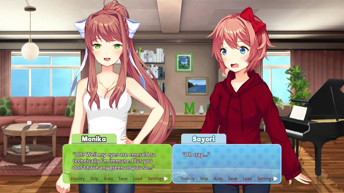 Monikalicious1's tweet photo. Happy St. Patrick's Day everyone! Remember to wear green today or else you'll get pinched~ Ahaha, just kidding but Sayori is taking this seriously so I'd still be careful if you see her! https://t.co/dhoTfDgVM4