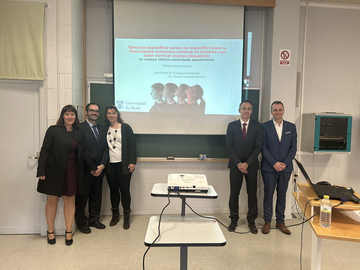 Felicidades <a href="/mogifisio/">Moisés Giménez</a> por la excelente tesis doctoral defendida hoy en Univ Alcala de Henares. Gran dirección de <a href="/quilluch/">quique lluch girbés</a> un placer hacer de presidente de tribunal en tesis como esta