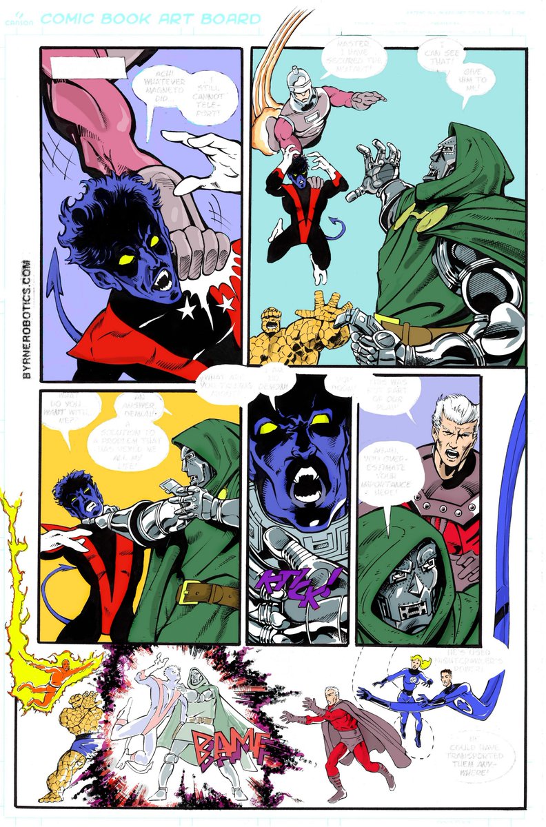 inkerdude's tweet photo. After inking this John Byrne Elsewhen page I thought I'd try old school flat coloring for full effect (although I'm not really a colorist- my first attempt!) @Paul_Kaminski @1JohnLivesay @urbanbarbarian @TomBrevoort @marvelinthe80s @robertliefeld @NormRapmund #johnbyrne #Elsewhen https://t.co/KukbF4cwPn