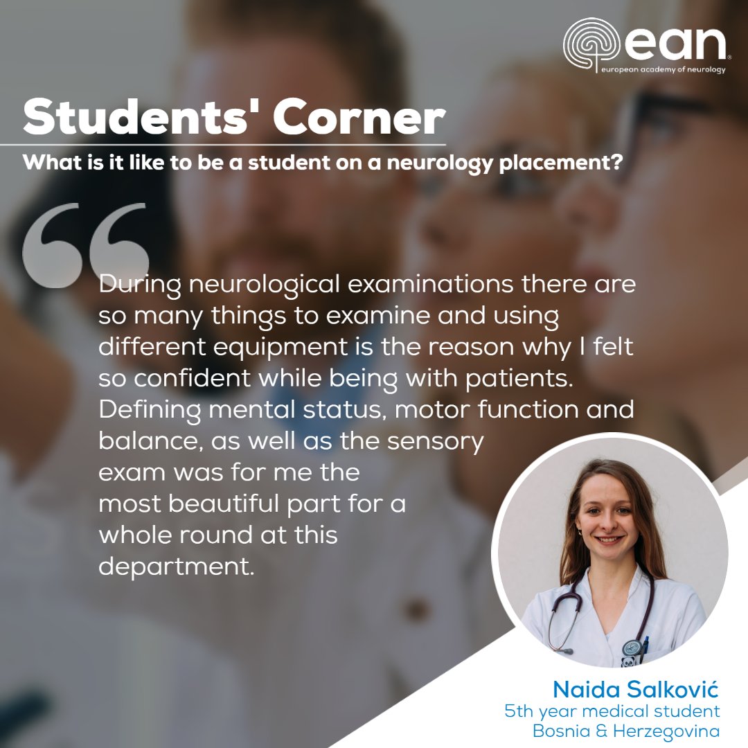 EANeurology's tweet photo. We are happy to announce the 4 winning articles of our latest Students’ Corner article submission on the topic of ‘What is it like to be a student on a neurology placement?‘.

Full articles below!
👉https://t.co/vKHPcr2kVE

Happy reading!

#studentscorner #medicalstudent https://t.co/sew0Q4y5sJ