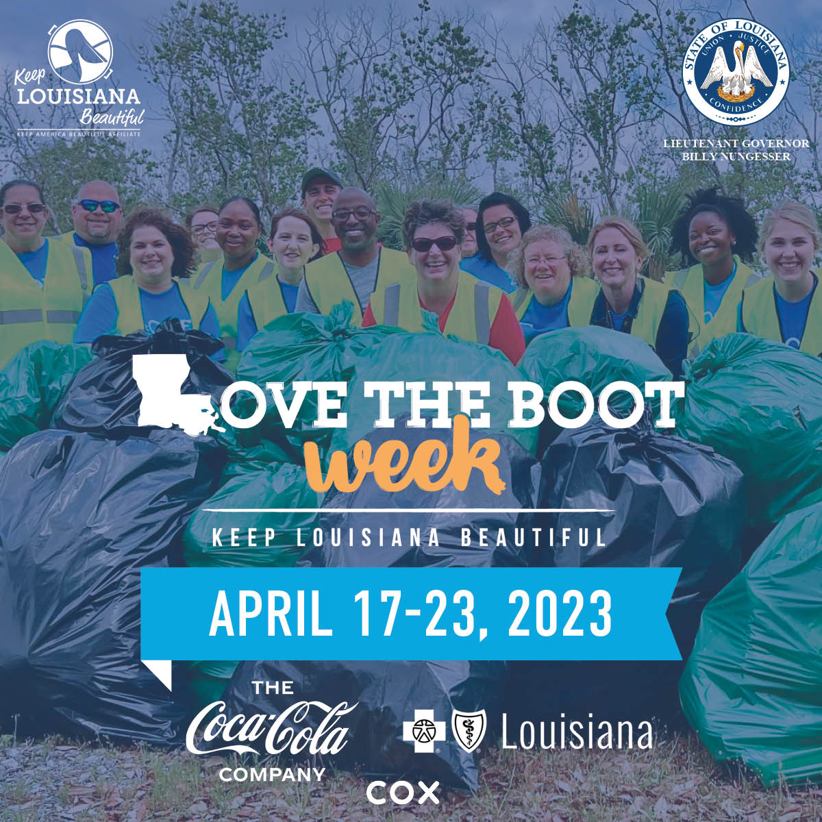 LouisianaLtGov's tweet photo. Before you know it Love the Boot Week will be here! 

Now's the time to sign up for a cleanup during April 17th - 23rd to be part of Louisiana’s largest statewide litter removal and beautification effort. 

https://t.co/IDeFh5FIbv

@KeepLABeautiful https://t.co/RMvbyLeJZX