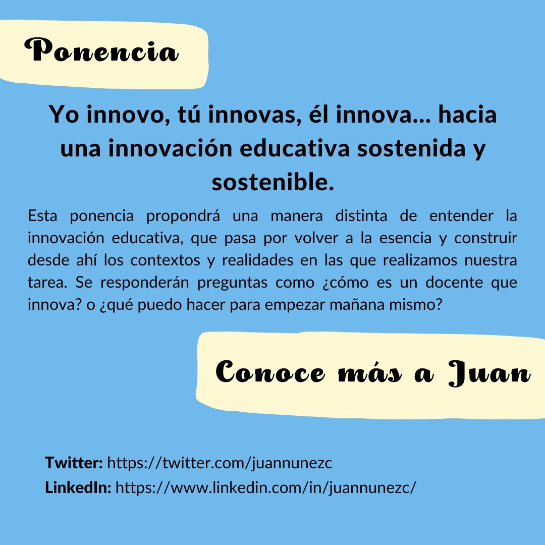 CeipCongreso's tweet photo. ¡Conozcamos un poco más a @juannunezc ! 
#congresoeducativate2023 https://t.co/k7Cm7r4HNG