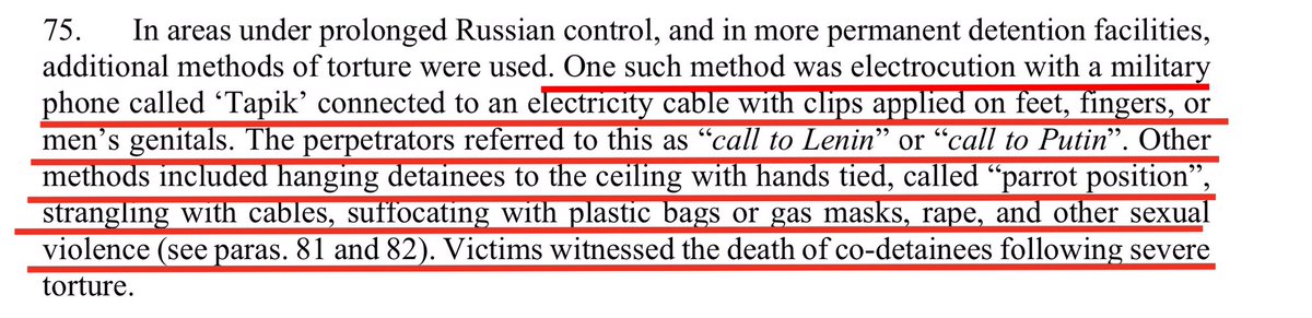 Torture, including a “technique” called “call to Putin”. Tells us everything about in whose name they torture and kill. 