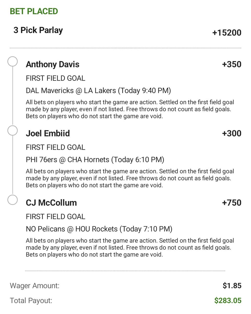 WinningBetsPod's tweet image. Fridays Card

🇩🇪 O1.5 Parlay -101 

#NOTNEW O9.5 Corners -106 

Davis (LAL) O27.5 Pts -105
McCollum (NOP) O3.5 3PM +165

Free rolls 📎 (NBA 1st Basket Parlay, Premier League Parlay)