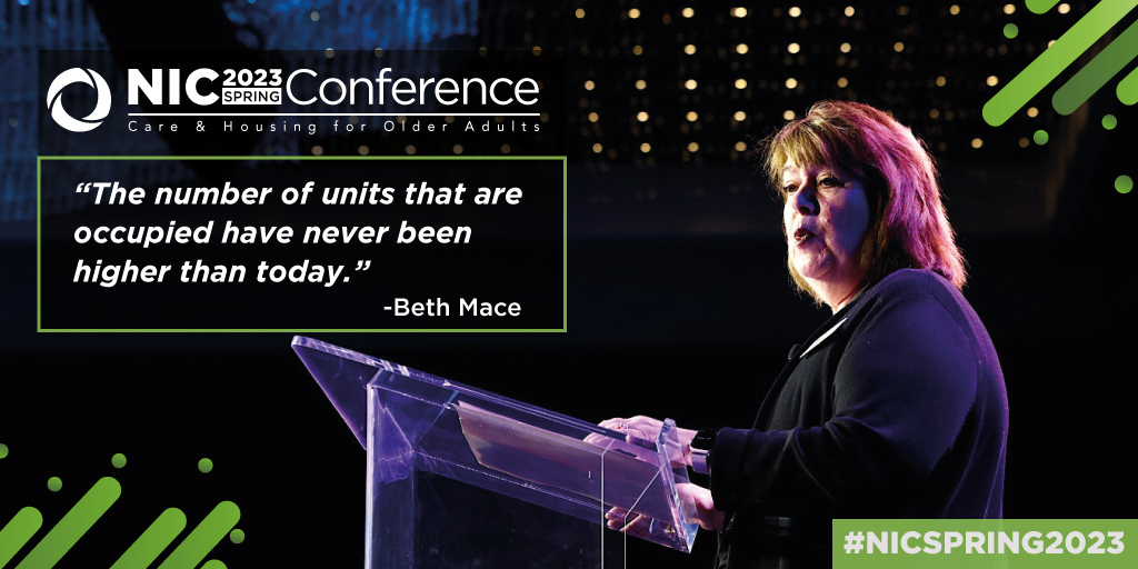Strong #SeniorHousing demand has led to last quarter's hallmark stat: 4Q22 saw the highest number of occupied units since NIC began reporting the data, shared <a href="/BethMace/">Beth Mace</a> at #NICSpring23.