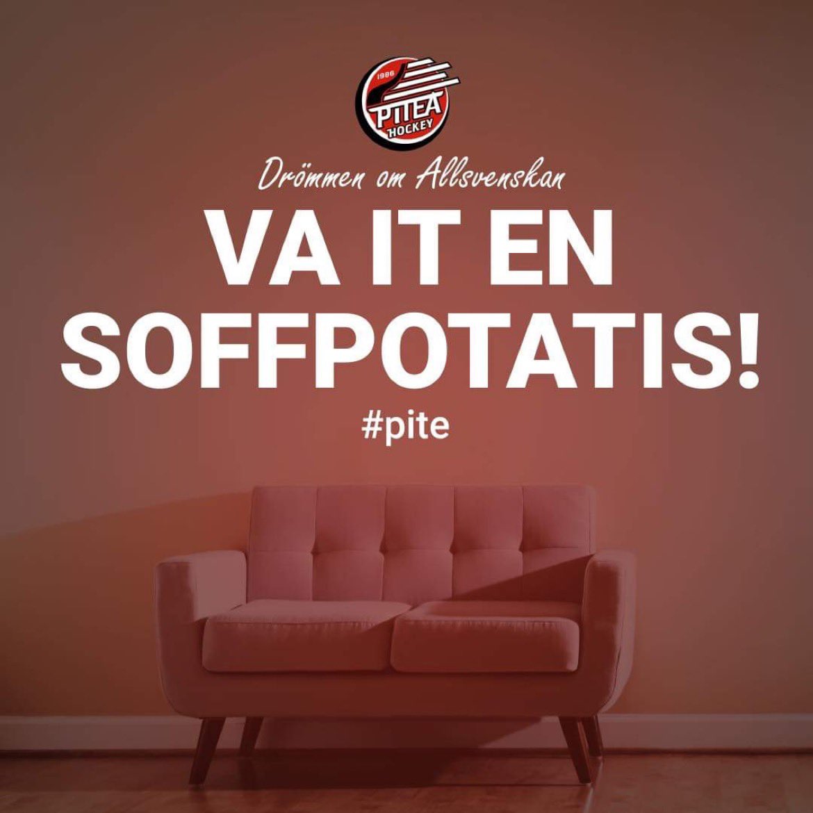 Drömmen om Allsvenskan lever!

🥔Va nu it en soffpotatis, kom och stötta grabbarna i helgen då vi möter Mariestad först på lördag 18:00 och sen på söndag 16:00.

Pitebor, vi gör detta tillsammans som en stad! Ta med dig dina vänner så fyller vi LF Arena 💥🏒

#pite #pitehockey